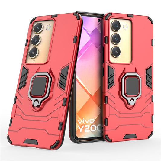 For vivo Y200e 5G Case with Bracket Kickstand PC+TPU Drop Protective Phone Cover - Red