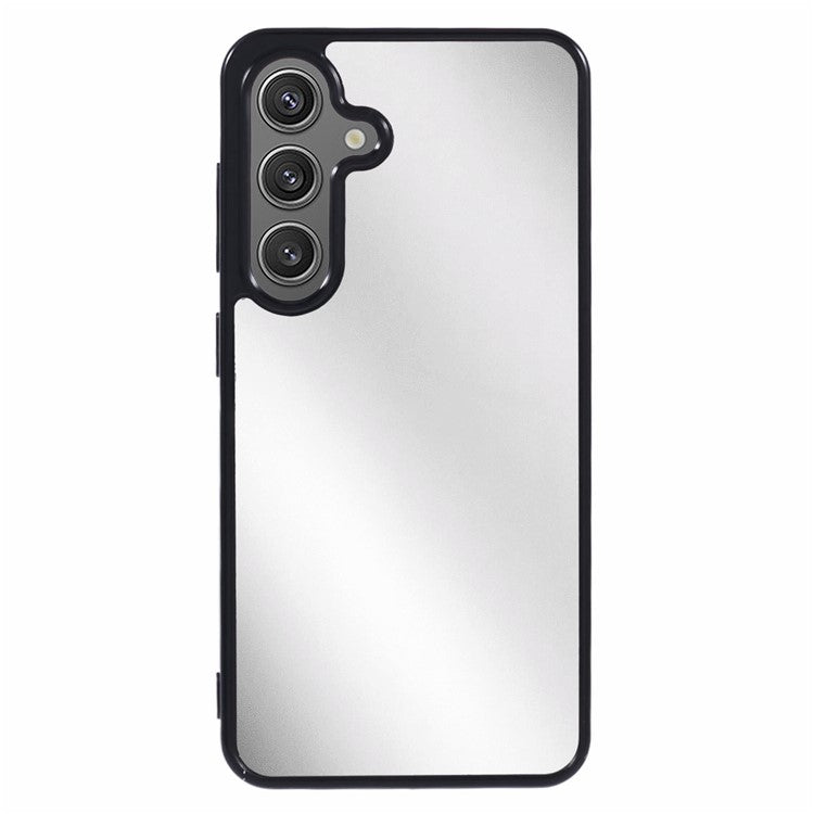 For Samsung Galaxy S24 Case Mirror Surface Back Shockproof Soft TPU Phone Cover - Black
