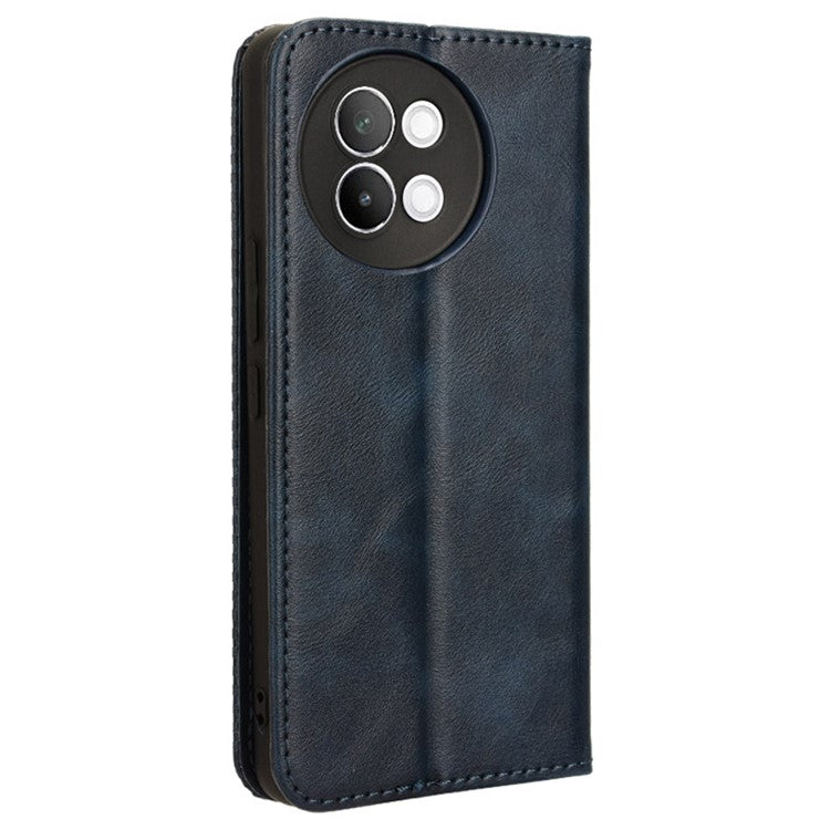 For vivo S18e 5G Case Vintage PU Leather Folio Wallet Phone Cover - Blue