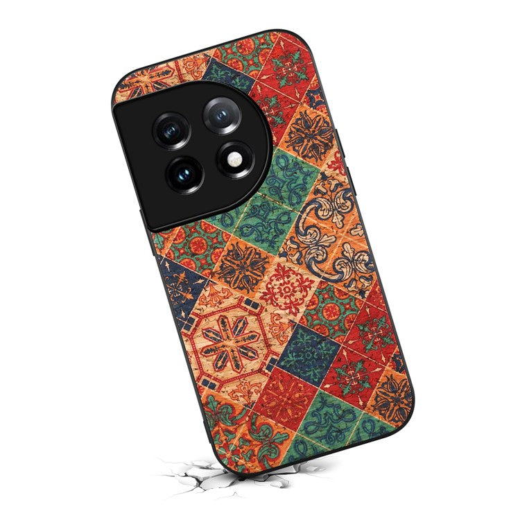 For OnePlus 11 5G Case Flower Pattern Design Leather+PC+TPU Protective Phone Cover - Winter / Blue