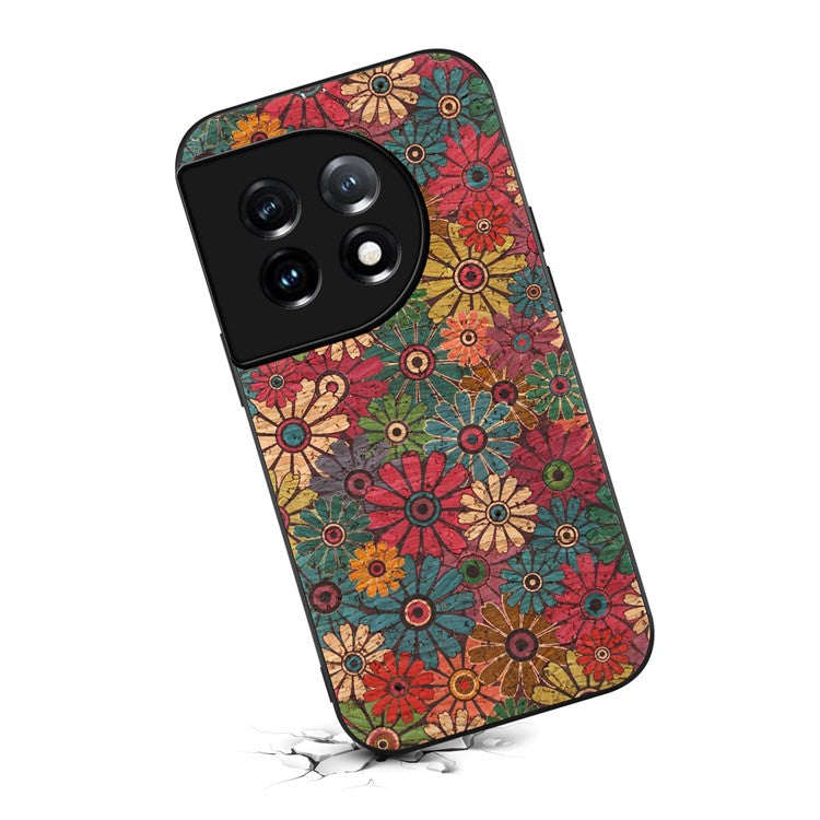 For OnePlus 11 5G Case Flower Pattern Design Leather+PC+TPU Protective Phone Cover - Spring / Green