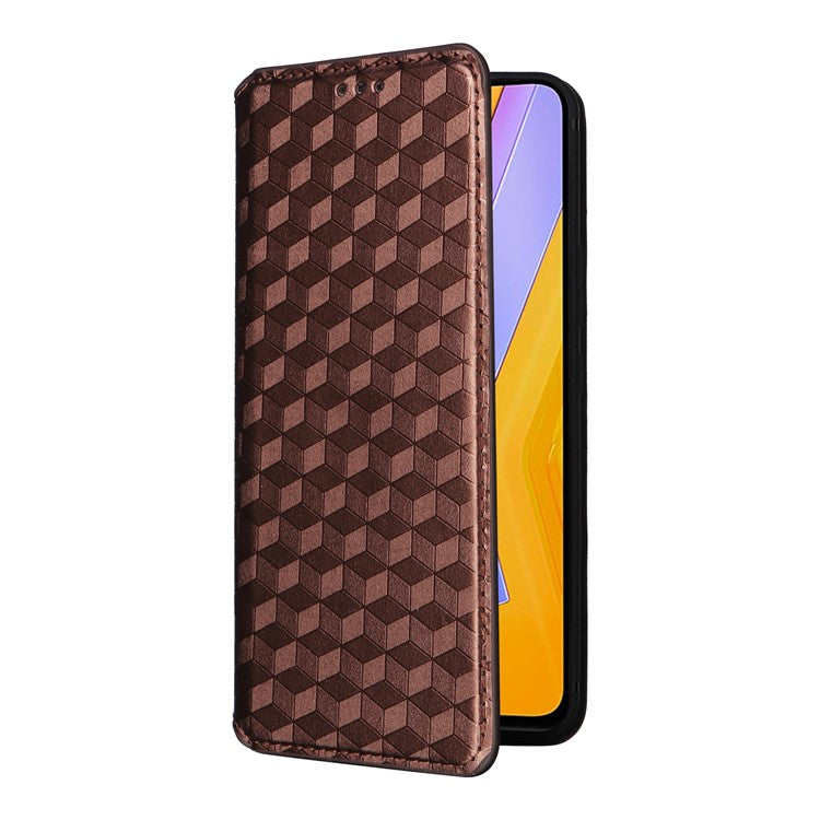 For vivo Y200e 5G / V40 SE 5G / Y100 5G (Indonesia) / V30 Lite 4G / T3 5G / Y100 4G / V30 SE 5G Case Rhombus Pattern Smart Phone Cover - Brown