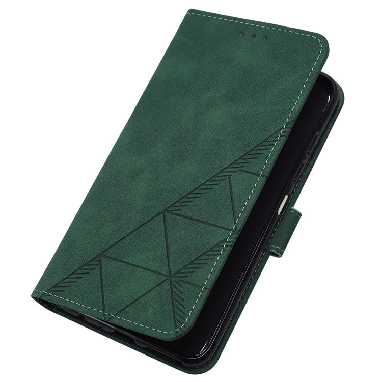 YB Imprinting Series-2 for Oppo A79 5G / A2 5G Case with Crossbody Shoulder Strap Stand Leather Phone Cover - Blackish Green