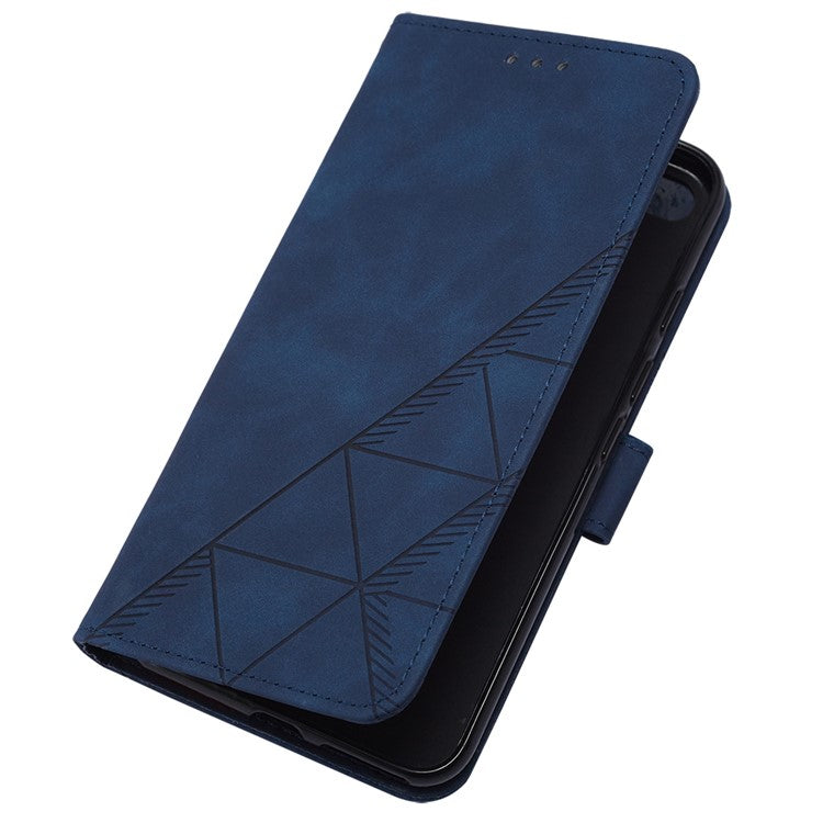 YB Imprinting Series-2 for Oppo Reno11 5G (Global) Flip Case Imprinted Leather Phone Cover with Shoulder Strap - Sapphire