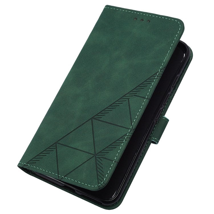 YB Imprinting Series-2 for Oppo Reno11 5G (Global) Flip Case Imprinted Leather Phone Cover with Shoulder Strap - Blackish Green