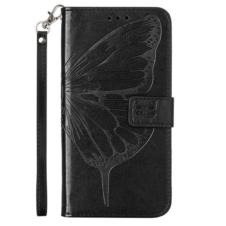 YB Imprinting Series-4 For Oppo Reno11 Pro 5G (Global) Phone Case Floral Butterfly Leather Cover with Hand Strap - Black