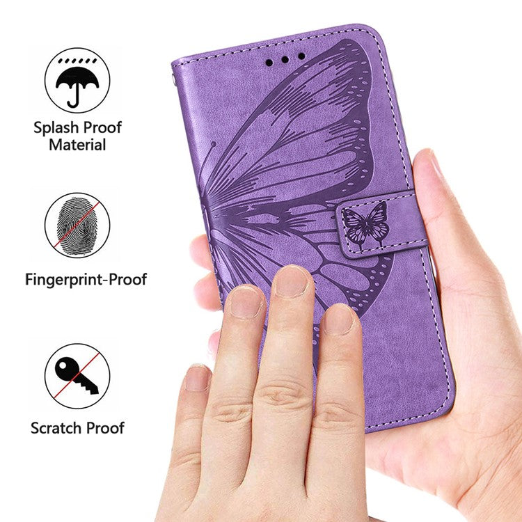 YB Imprinting Series-4 For Oppo Reno11 5G (Global) Case Leather+TPU Mobile Phone Cover with Butterfly Pattern - Dark Purple
