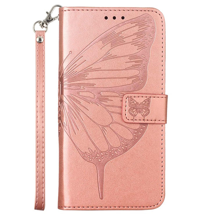 YB Imprinting Series-4 For Oppo Reno11 5G (Global) Case Leather+TPU Mobile Phone Cover with Butterfly Pattern - Rose Gold