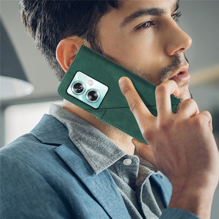 YB Imprinting Series-1 For Oppo A79 5G / A2 5G Case Protective Handbag Leather Purse Phone Cover - Sapphire