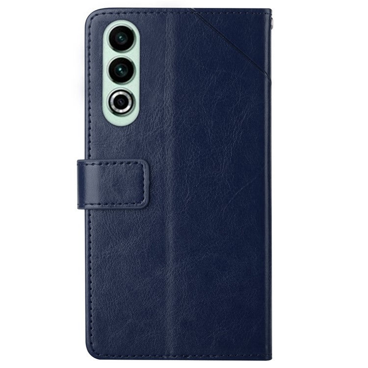HT01 For OnePlus Nord CE4 5G Case Wallet PU Leather Cover Y-shaped Lines Imprinted - Blue