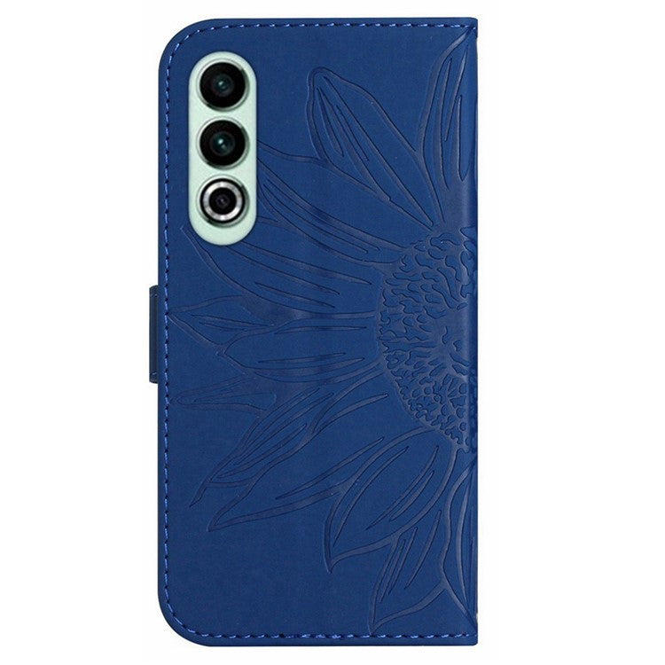 HT04 For OnePlus Nord CE4 5G Case with Strap PU Leather Sunflower Wallet Phone Cover - Sapphire