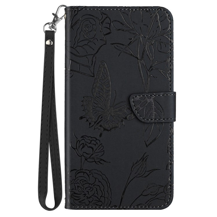 HT03 For OnePlus Nord CE4 5G Leather Case Butterfly Flower Wallet Phone Cover - Black