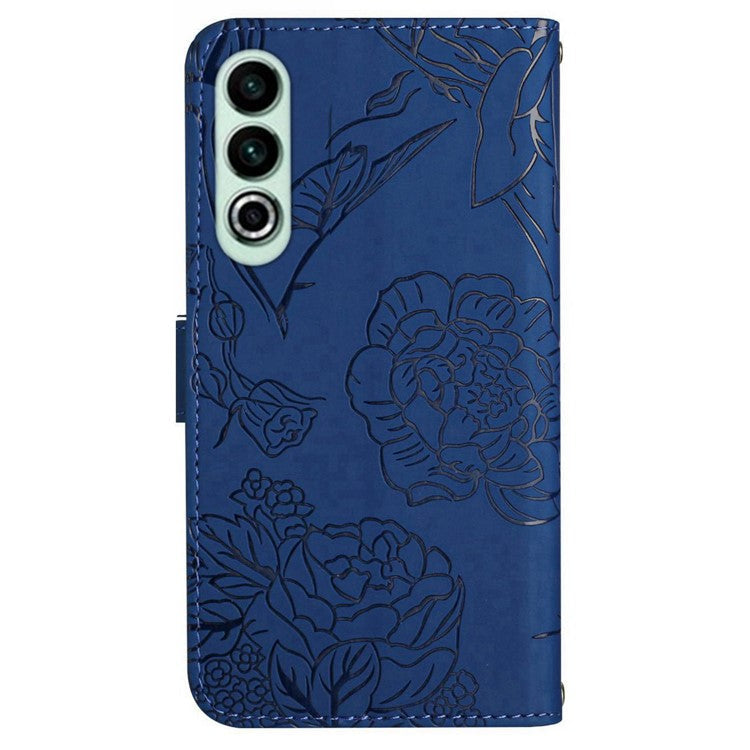 HT03 For OnePlus Nord CE4 5G Leather Case Butterfly Flower Wallet Phone Cover - Blue