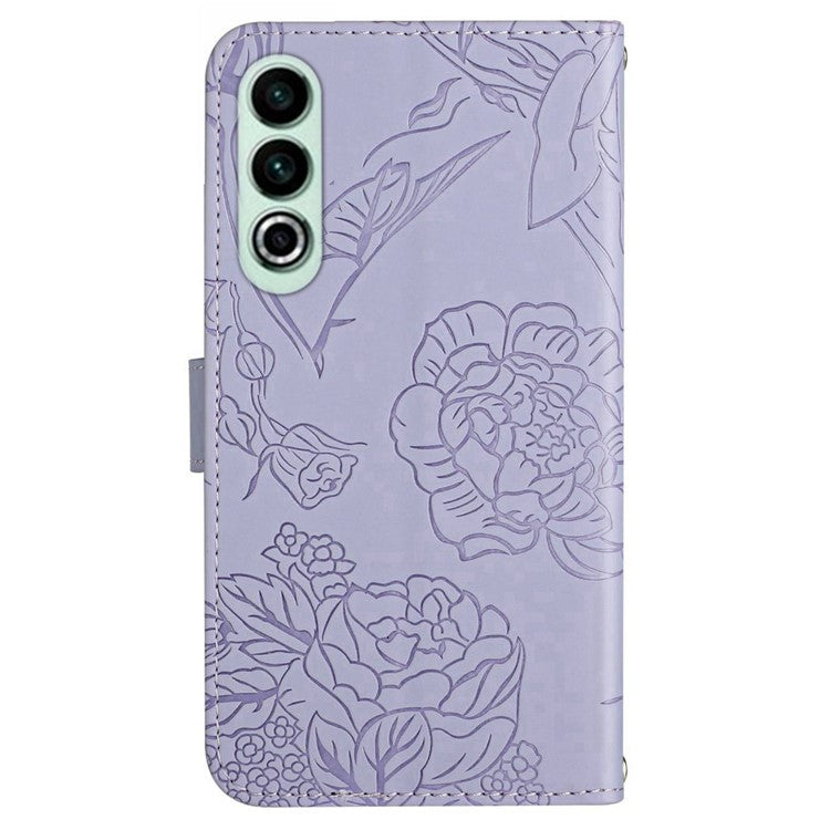 HT03 For OnePlus Nord CE4 5G Leather Case Butterfly Flower Wallet Phone Cover - Purple