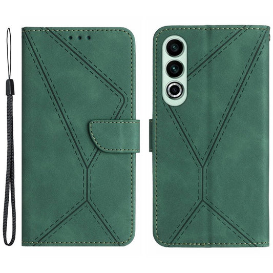 HT05 For OnePlus Nord CE4 5G Case PU Leather Lines Imprinted Wallet Phone Cover - Green