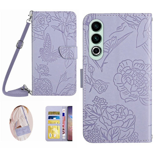 HT03 For OnePlus Nord CE4 5G Case Leather Flip Phone Cover with Shoulder Strap - Purple