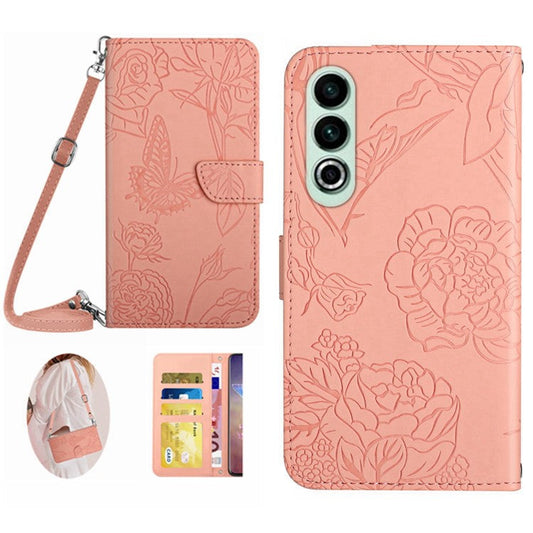 HT03 For OnePlus Nord CE4 5G Case Leather Flip Phone Cover with Shoulder Strap - Pink