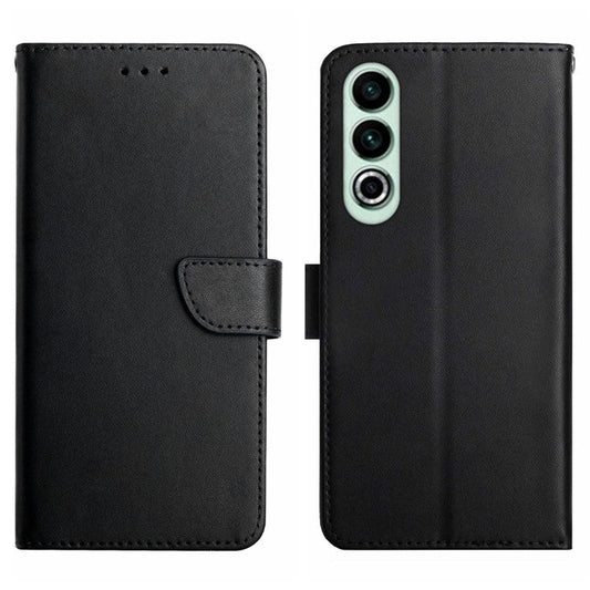 HT02 For OnePlus Nord CE4 5G Case Genuine Cow Leather Stand Phone Cover - Black