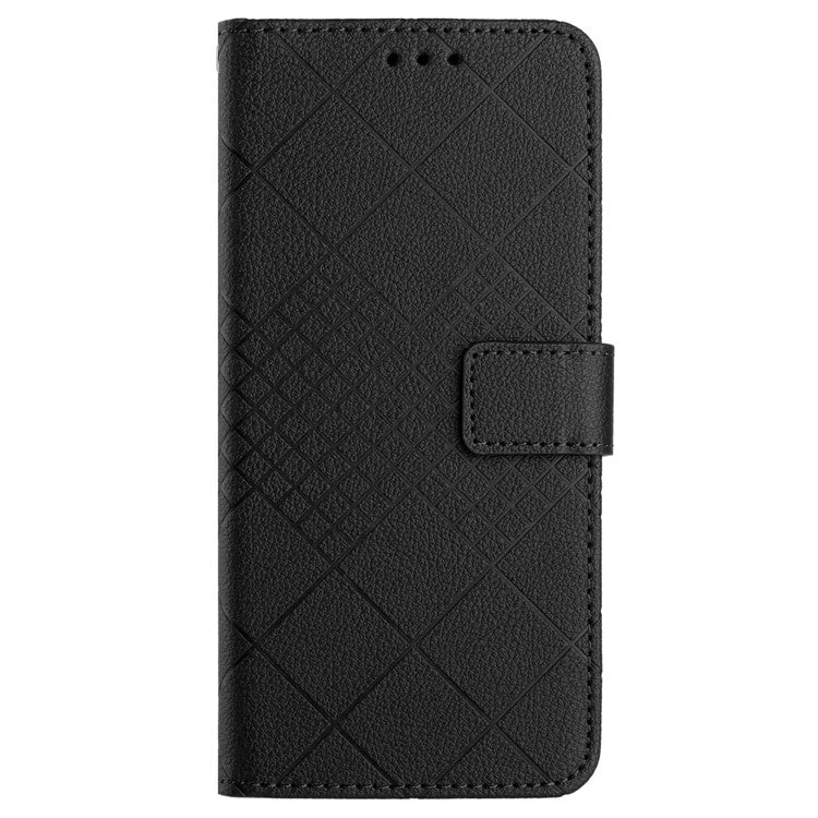 HT06 For OnePlus Nord CE4 5G Wallet Phone Case Rhombus Litchi Texture Leather Cover - Black