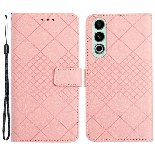HT06 For OnePlus Nord CE4 5G Wallet Phone Case Rhombus Litchi Texture Leather Cover - Pink