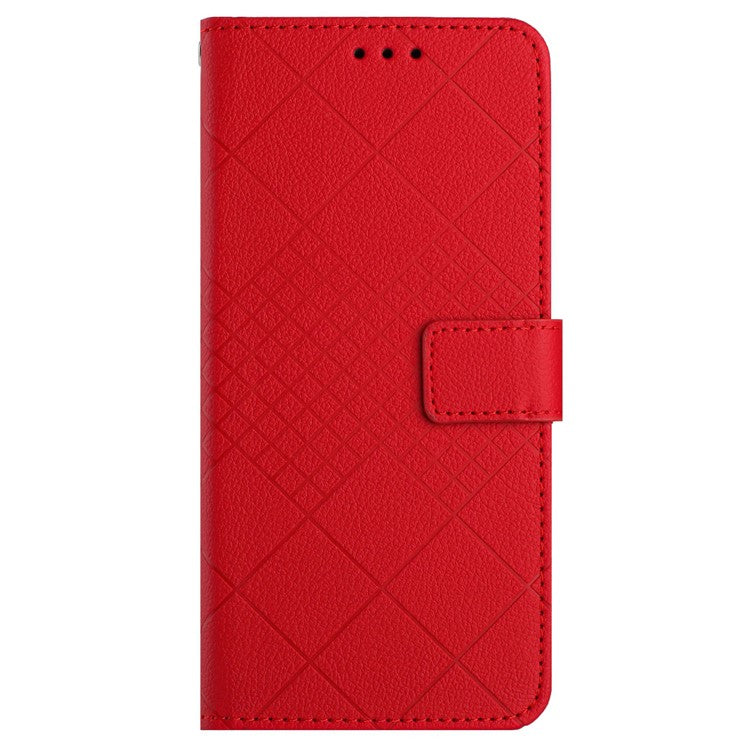 HT06 For OnePlus Nord CE4 5G Wallet Phone Case Rhombus Litchi Texture Leather Cover - Red