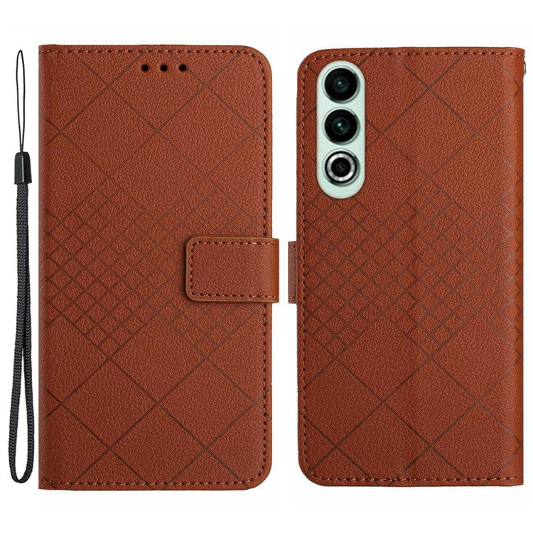 HT06 For OnePlus Nord CE4 5G Wallet Phone Case Rhombus Litchi Texture Leather Cover - Brown