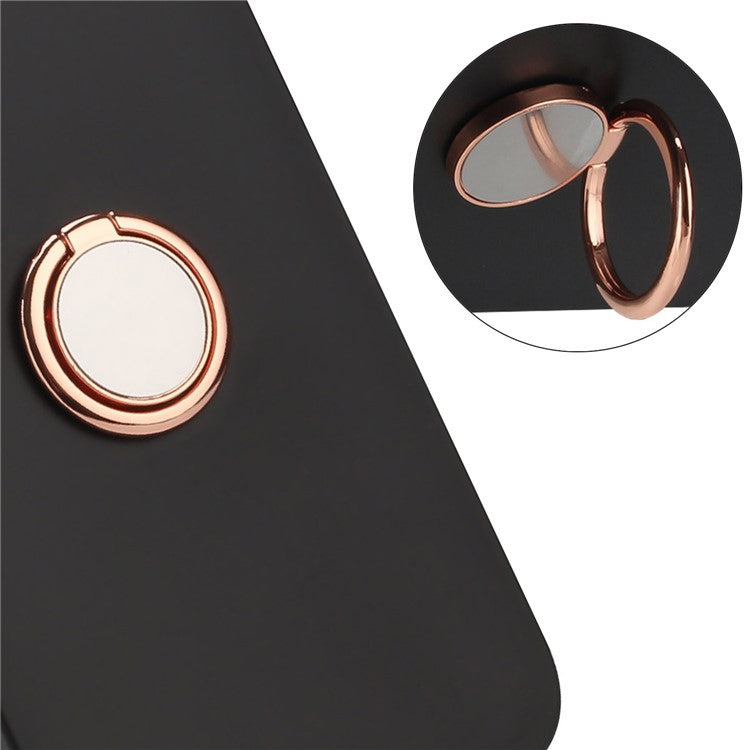 For Samsung Galaxy M15 5G Case Matte Soft TPU Back Phone Cover with Ring Holder Kickstand - Rose Gold
