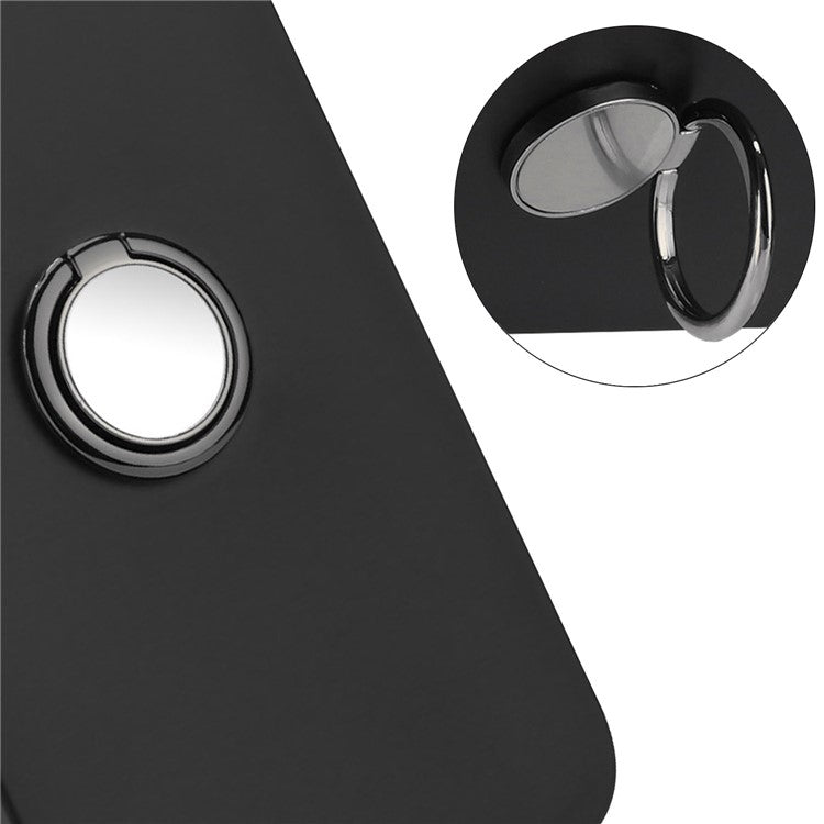 For Samsung Galaxy M15 5G Case Matte Soft TPU Back Phone Cover with Ring Holder Kickstand - Black