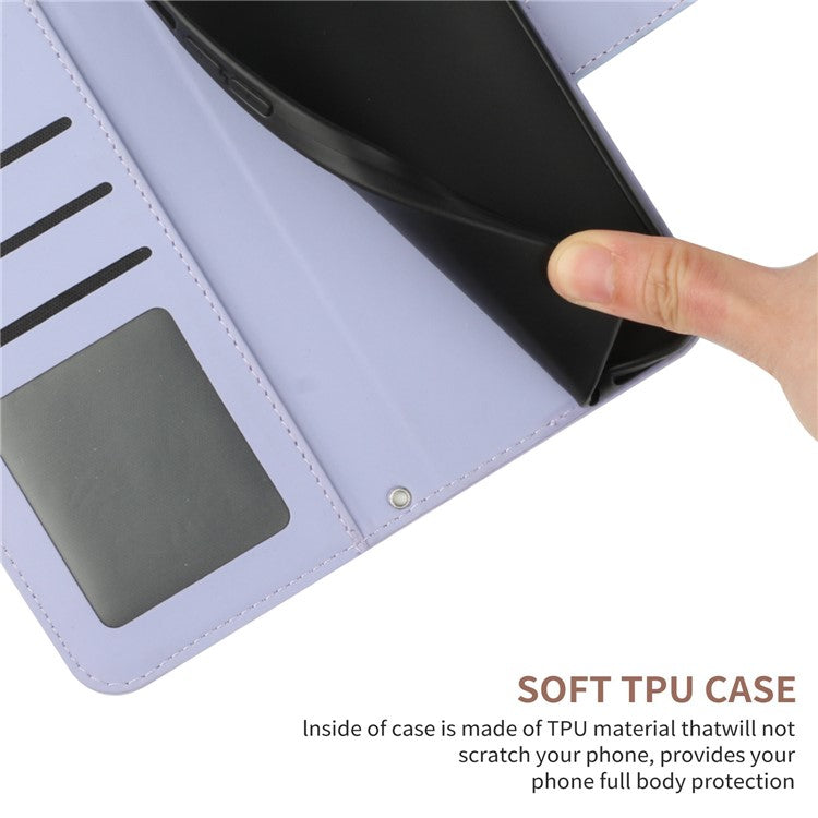 HT04 For Samsung Galaxy M15 5G Case PU Leather Wrist Strap Sunflower Wallet Phone Cover - Light Purple