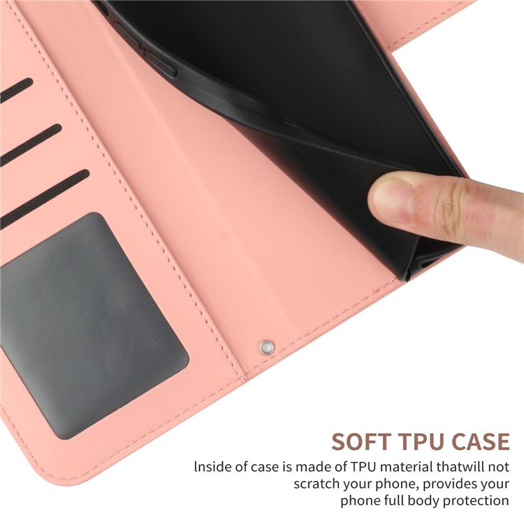 HT04 For Samsung Galaxy M15 5G Case PU Leather Wrist Strap Sunflower Wallet Phone Cover - Light Pink