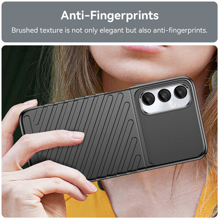 Thunder Series For Samsung Galaxy M14 4G / A05s 4G Case Thickened TPU Twill Texture Back Phone Cover - Black