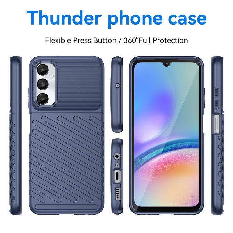 Thunder Series For Samsung Galaxy M14 4G / A05s 4G Case Thickened TPU Twill Texture Back Phone Cover - Blue