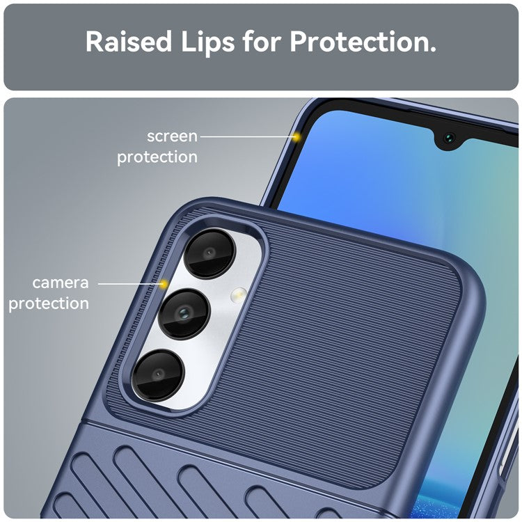 Thunder Series For Samsung Galaxy M14 4G / A05s 4G Case Thickened TPU Twill Texture Back Phone Cover - Blue