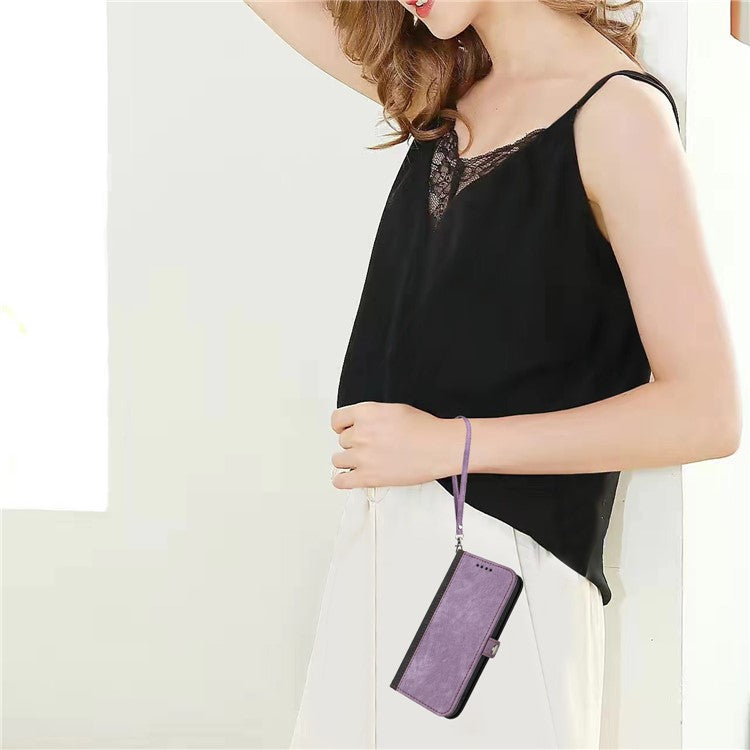 YX0020 For Samsung Galaxy S24 Case PU Leather Wallet Card Slots Phone Cover Double Magnetic Clasp - Purple