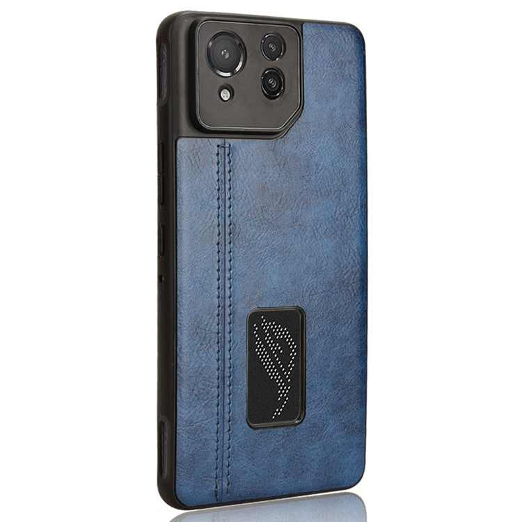For Asus ROG Phone 8 5G / Phone 8 Pro 5G Case Stitching Line Cowhide Texture Anti-scratch Phone Cover - Blue