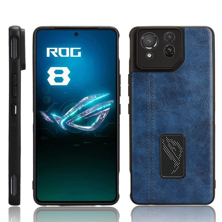 For Asus ROG Phone 8 5G / Phone 8 Pro 5G Case Stitching Line Cowhide Texture Anti-scratch Phone Cover - Blue