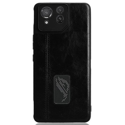 For Asus ROG Phone 8 5G / Phone 8 Pro 5G Case Stitching Line Cowhide Texture Anti-scratch Phone Cover - Black