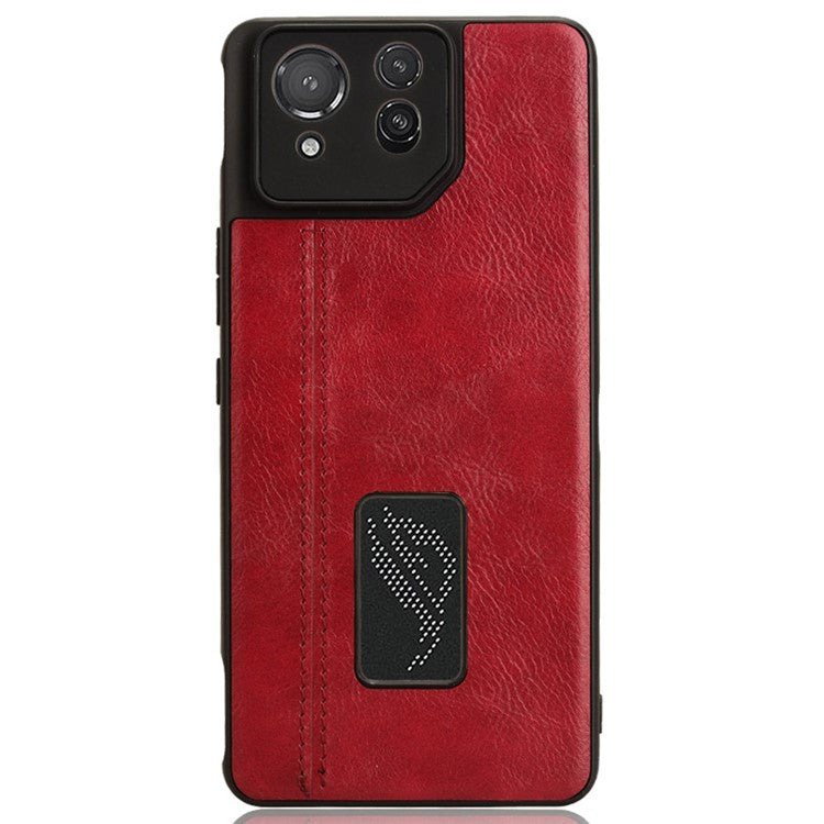 For Asus ROG Phone 8 5G / Phone 8 Pro 5G Case Stitching Line Cowhide Texture Anti-scratch Phone Cover - Red
