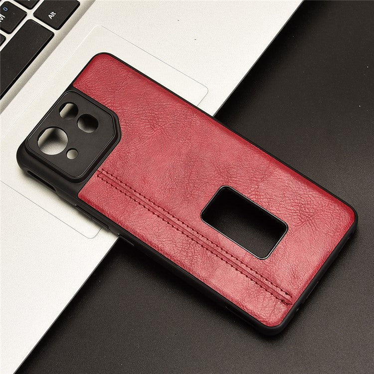 For Asus ROG Phone 8 5G / Phone 8 Pro 5G Case Stitching Line Cowhide Texture Anti-scratch Phone Cover - Red