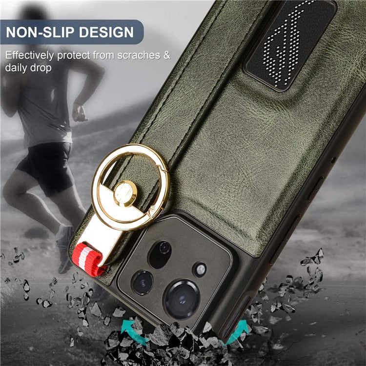 For Asus ROG Phone 8 5G / Phone 8 Pro 5G Cell Phone Case PU Leather+PC+TPU Back Cover with Neck Strap - Green