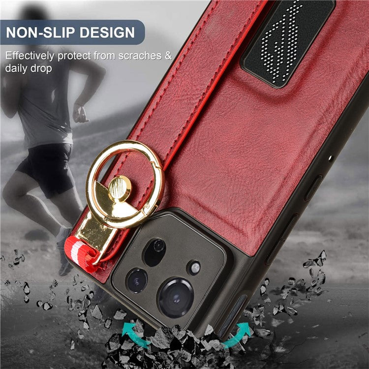 For Asus ROG Phone 8 5G / Phone 8 Pro 5G Cell Phone Case PU Leather+PC+TPU Back Cover with Neck Strap - Red