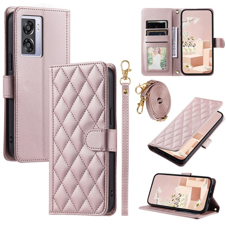 Leather Case for Oppo A77 5G / 4G / A77s 4G / A57 4G / A57 (2022) 5G / A57e 4G / A57s 4G / K10 5G / OnePlus Nord N20 SE 4G / N300 5G / Realme Narzo 50 5G - Rose Gold