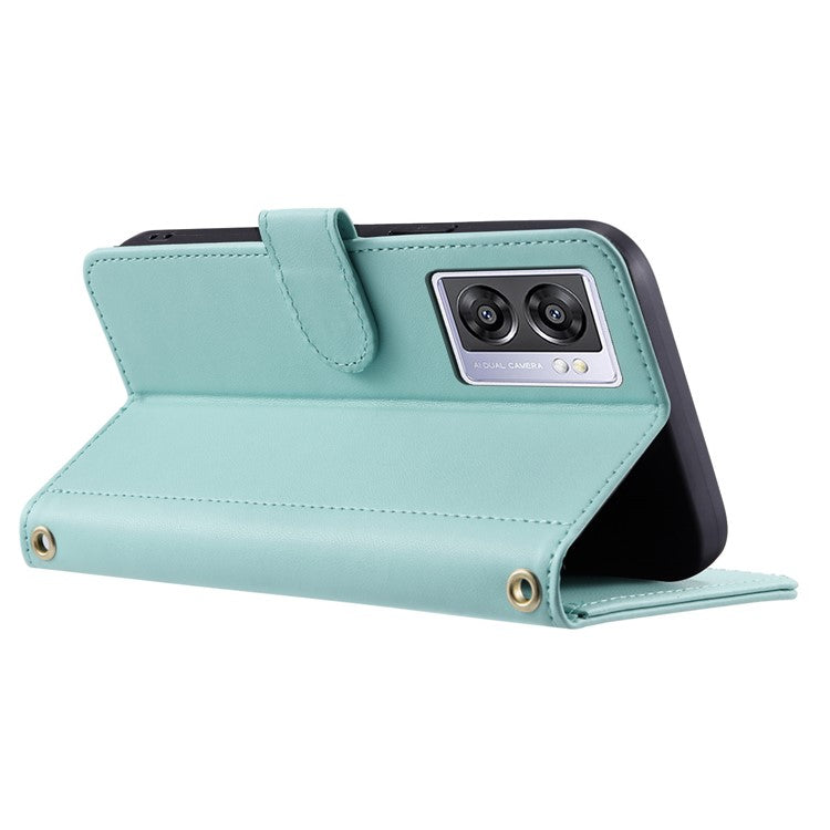 Leather Case for Oppo A77 5G / 4G / A77s 4G / A57 4G / A57 (2022) 5G / A57e 4G / A57s 4G / K10 5G / OnePlus Nord N20 SE 4G / N300 5G / Realme Narzo 50 5G - Mint Green