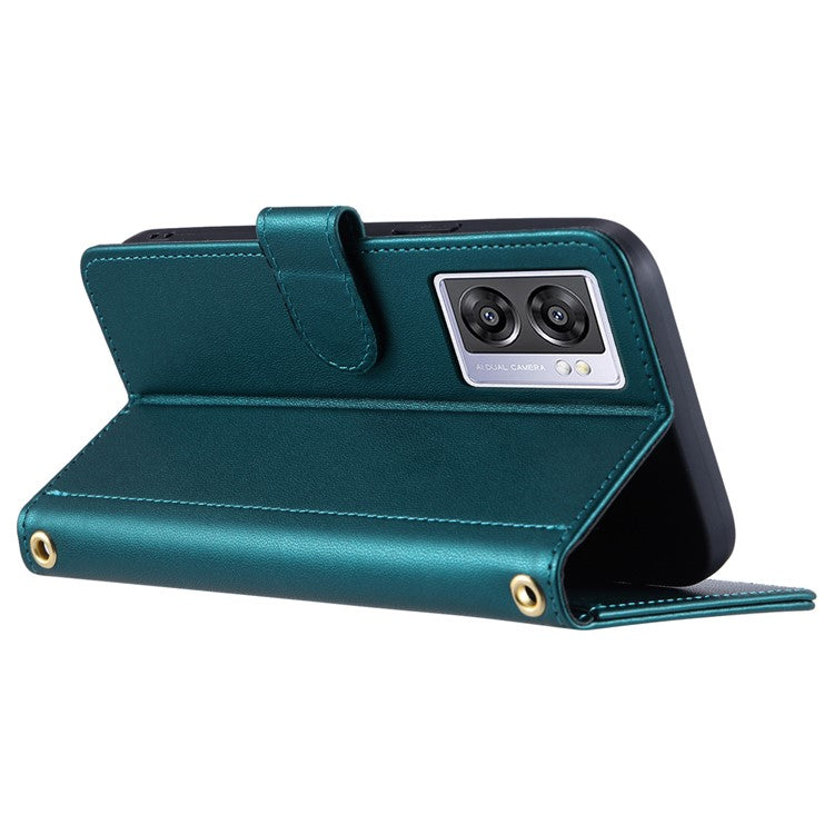 Leather Case for Oppo A77 5G / 4G / A77s 4G / A57 4G / A57 (2022) 5G / A57e 4G / A57s 4G / K10 5G / OnePlus Nord N20 SE 4G / N300 5G / Realme Narzo 50 5G - Green
