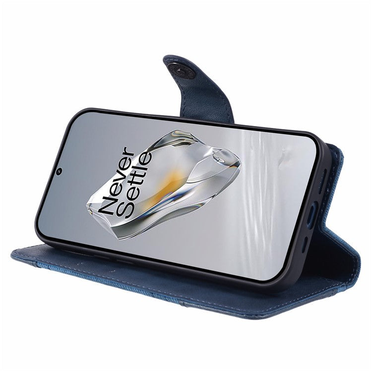 For OnePlus Nord N30 SE 5G Leather Case Wallet Phone Cover Crazy Horse Texture - Dark Blue