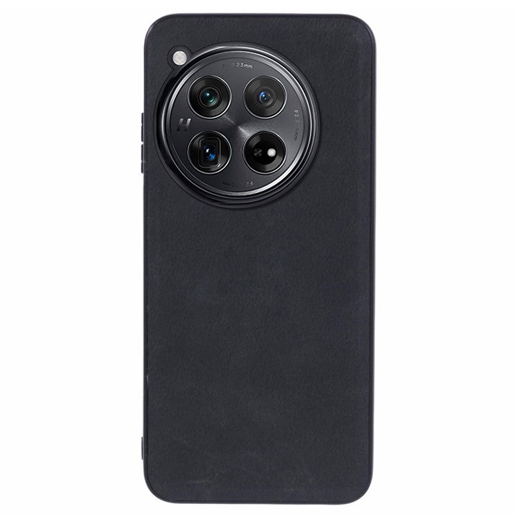 For OnePlus 12 5G Case PU Leather Vintage Phone Back Cover - Black