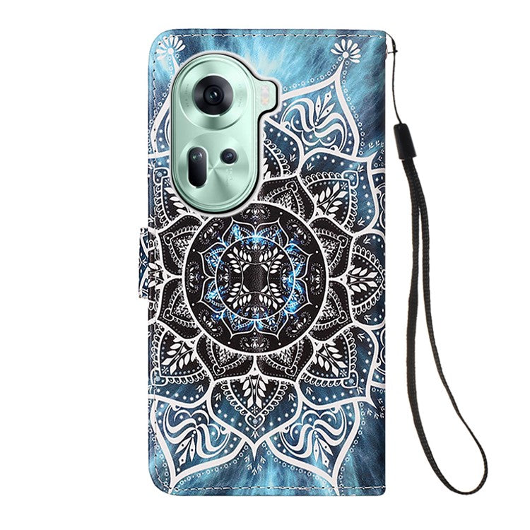 YB Pattern Printing Leather Series-4 for Oppo Reno11 5G (Global) Phone Case with Wallet Stand - Mandala Flower