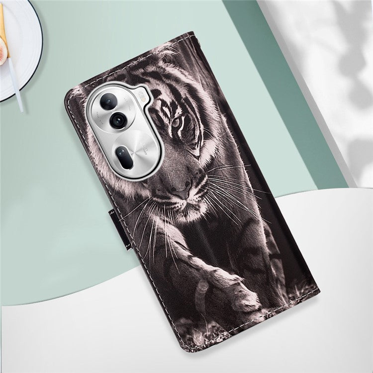 YB Pattern Printing Leather Series-4 for Oppo Reno11 Pro 5G (Global) Case Phone Wallet Cover - Tiger