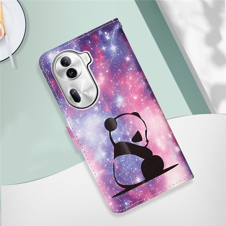 YB Pattern Printing Leather Series-4 for Oppo Reno11 Pro 5G (Global) Case Phone Wallet Cover - Baby Panda
