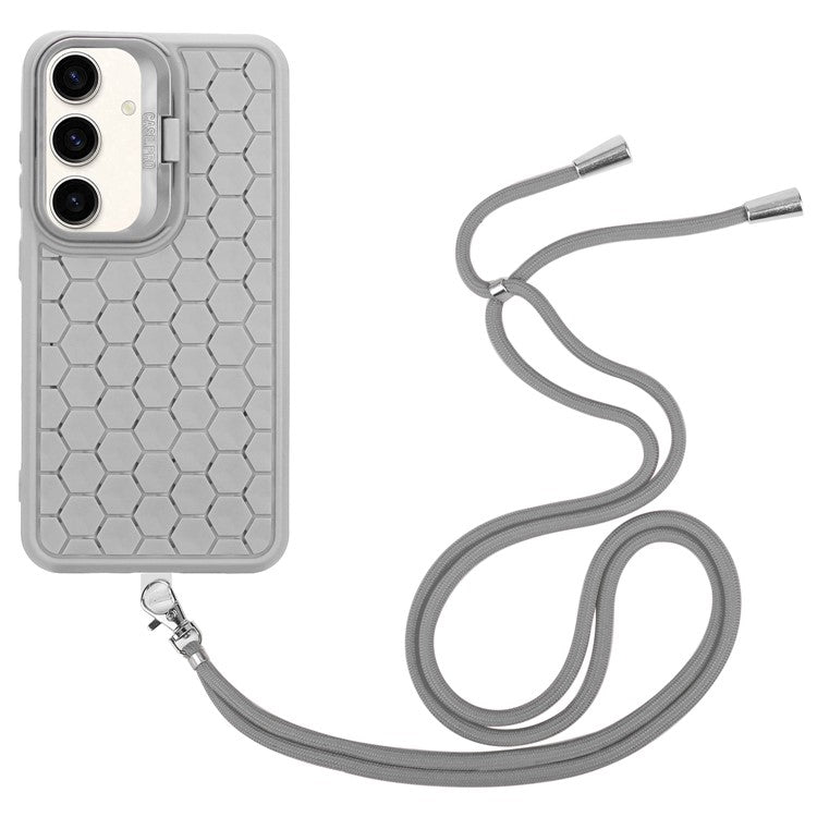 For Samsung Galaxy S24 TPU Case Heat Dissipation Magnetic Phone Cover with Lanyard / Kickstand - Grey